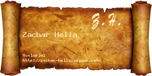 Zachar Hella névjegykártya